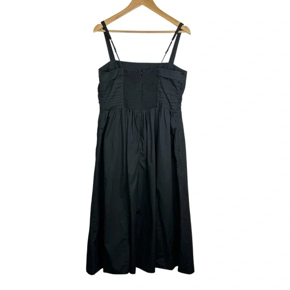 Abercrombie Fitch Black Poplin Pintuck Pleated Bust Midi Dress Petite Large LP - Picture 3 of 5